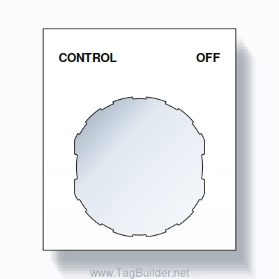 22mm Ring Tag – CONTROL OFF, Two-Line Square, Schneider Electric Compatible, Black on White