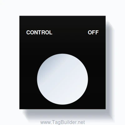 22mm Ring Tag – CONTROL OFF, Two-Line Square, White on Black