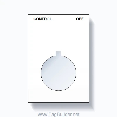 22mm Ring Tag – CONTROL OFF, Two-Line Squared, Allen-Bradley Compatible, Black on White