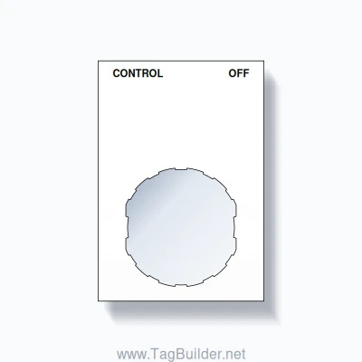 22mm Ring Tag – CONTROL OFF, Two-Line Squared, Schneider Electric Compatible, Black on White