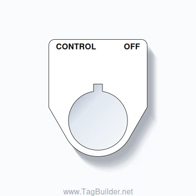 22mm Ring Tag – CONTROL OFF, Two-Line Traditional, Allen-Bradley Compatible, Black on White