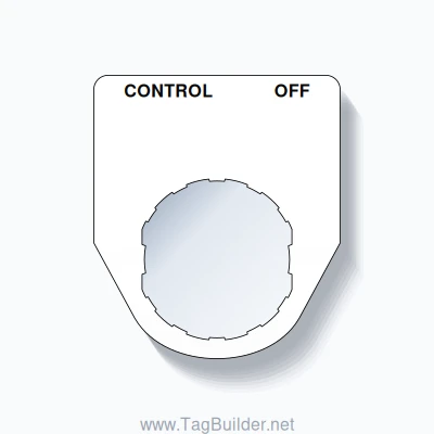 22mm Ring Tag – CONTROL OFF, Two-Line Traditional, Schneider Electric Compatible, Black on White