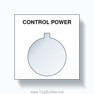 22mm Ring Tag – CONTROL POWER, Single-Line Square, Allen-Bradley Compatible, Black on White