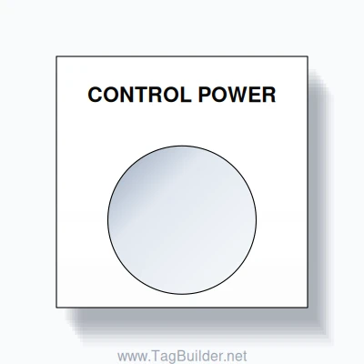 22mm Ring Tag – CONTROL POWER, Single-Line Square, Black on White