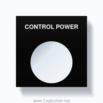 22mm Ring Tag – CONTROL POWER, Single-Line Square, White on Black