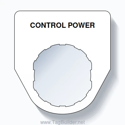 22mm Ring Tag – CONTROL POWER, Single-Line Traditional, Schneider Electric Compatible, Black on White