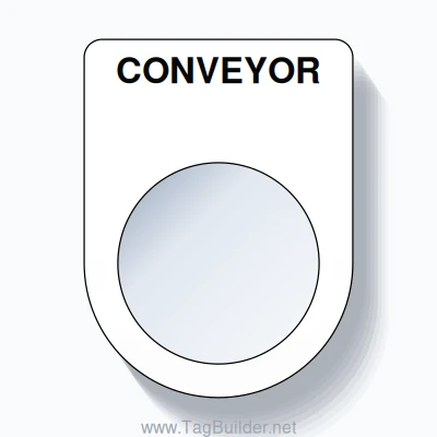 22mm Ring Tag – CONVEYOR, Single-Line Slim, Black on White