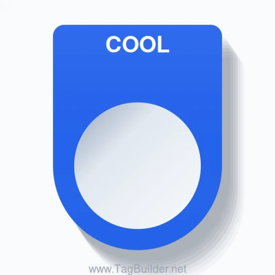 22mm Ring Tag – COOL, Single-Line Slim, White on Blue