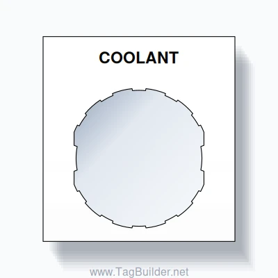 22mm Ring Tag – COOLANT, Single-Line Square, Schneider Electric Compatible, Black on White