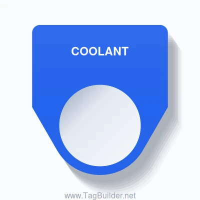 22mm Ring Tag – COOLANT, Single-Line Traditional, White on Blue