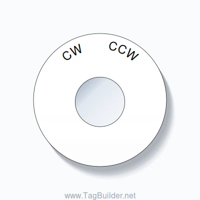 22mm Ring Tag – CW       CCW, Single-Line 60mm Round, Black on White
