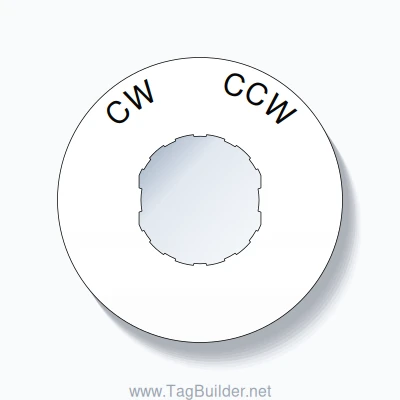 22mm Ring Tag – CW       CCW, Single-Line 60mm Round, Schneider Electric Compatible, Black on White