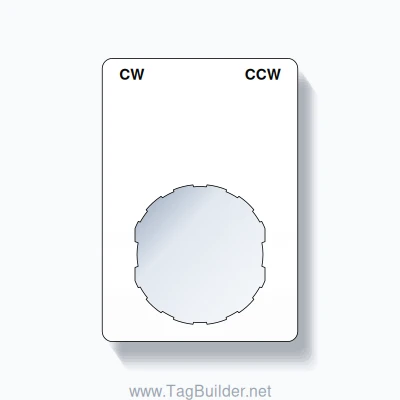 22mm Ring Tag – CW CCW, Two-Line Rounded, Schneider Electric Compatible, Black on White