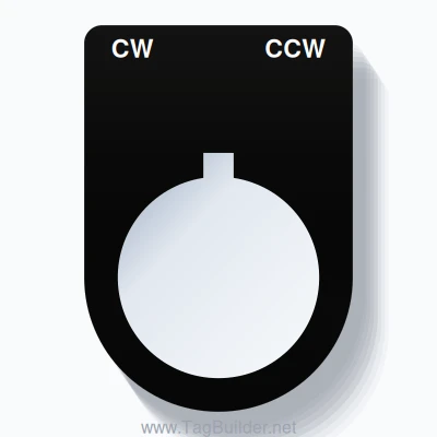 22mm Ring Tag – CW CCW, Two-Line Slim, Allen-Bradley Compatible, White on Black