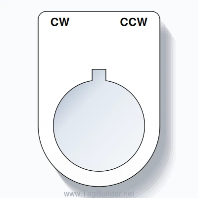 22mm Ring Tag – CW CCW, Two-Line Slim, Allen-Bradley Compatible, Black on White