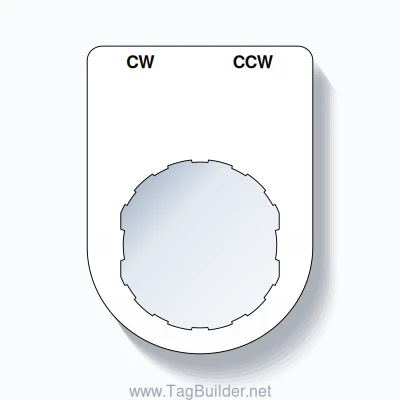 22mm Ring Tag – CW CCW, Two-Line Slim, Schneider Electric Compatible, Black on White