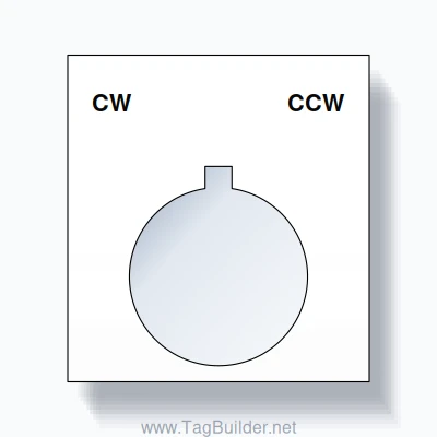 22mm Ring Tag – CW CCW, Two-Line Square, Allen-Bradley Compatible, Black on White