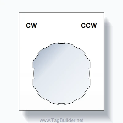 22mm Ring Tag – CW CCW, Two-Line Square, Schneider Electric Compatible, Black on White
