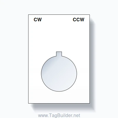 22mm Ring Tag – CW CCW, Two-Line Squared, Allen-Bradley Compatible, Black on White