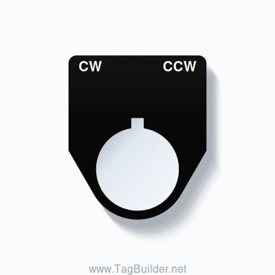 22mm Ring Tag – CW CCW, Two-Line Traditional, Allen-Bradley Compatible, White on Black