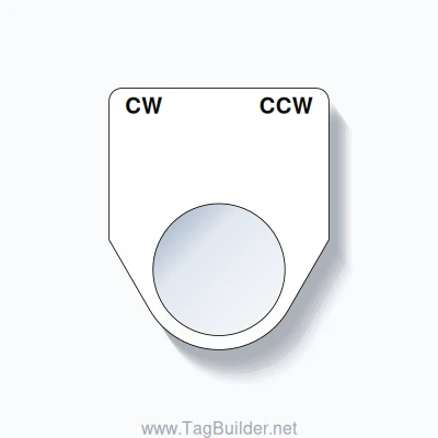 22mm Ring Tag – CW CCW, Two-Line Traditional, Black on White