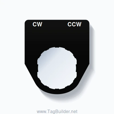 22mm Ring Tag – CW CCW, Two-Line Traditional, Schneider Electric Compatible, White on Black