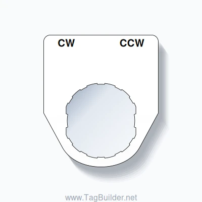 22mm Ring Tag – CW CCW, Two-Line Traditional, Schneider Electric Compatible, Black on White
