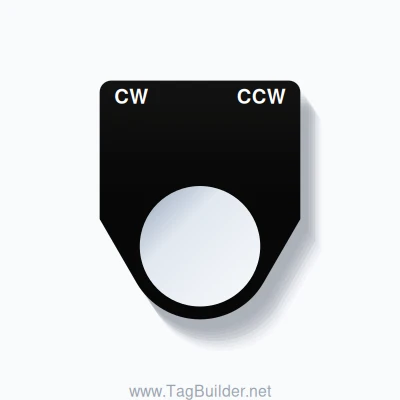22mm Ring Tag – CW CCW, Two-Line Traditional, White on Black