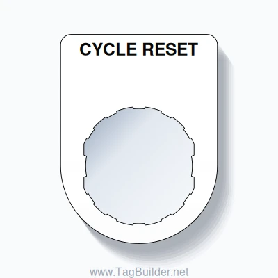 22mm Ring Tag – CYCLE RESET, Single-Line Slim, Schneider Electric Compatible, Black on White