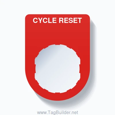 22mm Ring Tag – CYCLE RESET, Single-Line Slim, Schneider Electric Compatible, White on Red