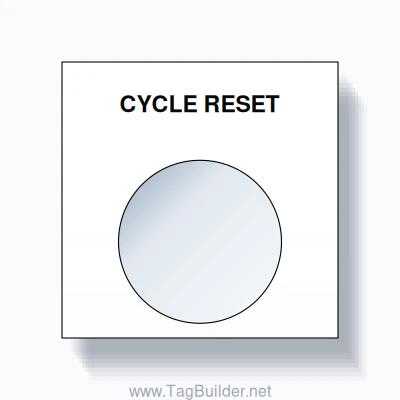 22mm Ring Tag – CYCLE RESET, Single-Line Square, Black on White