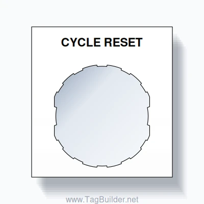 22mm Ring Tag – CYCLE RESET, Single-Line Square, Schneider Electric Compatible, Black on White