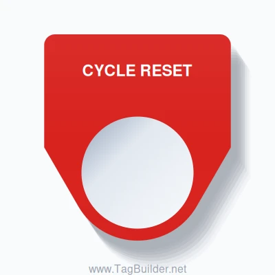 22mm Ring Tag – CYCLE RESET, Single-Line Traditional, White on Red