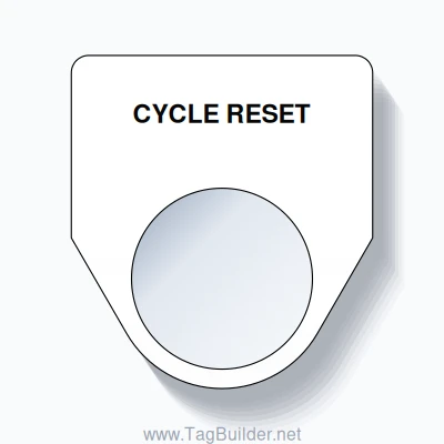 22mm Ring Tag – CYCLE RESET, Single-Line Traditional, Black on White
