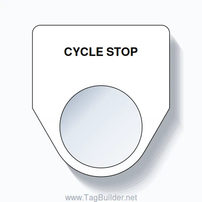 22mm Ring Tag – CYCLE STOP, Single-Line Traditional, Black on White
