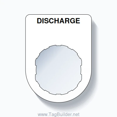 22mm Ring Tag – DISCHARGE, Single-Line Slim, Schneider Electric Compatible, Black on White
