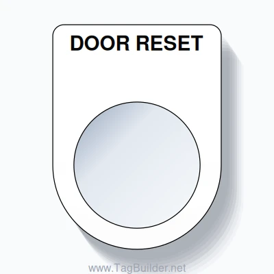 22mm Ring Tag – DOOR RESET, Single-Line Slim, Black on White