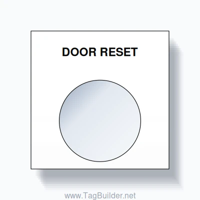 22mm Ring Tag – DOOR RESET, Single-Line Square, Black on White