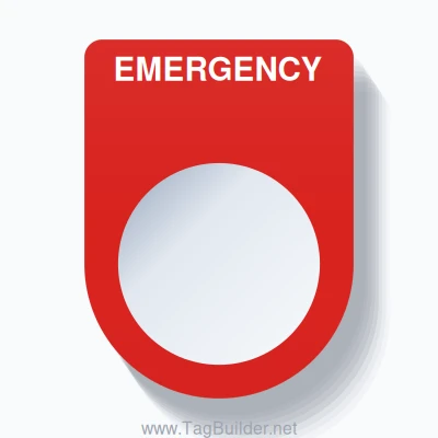 22mm Ring Tag – EMERGENCY, Single-Line Slim, White on Red