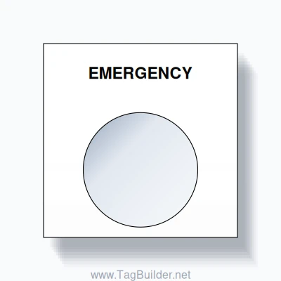 22mm Ring Tag – EMERGENCY, Single-Line Square, Black on White