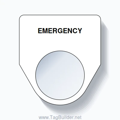 22mm Ring Tag – EMERGENCY, Single-Line Traditional, Black on White