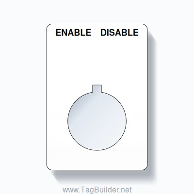 22mm Ring Tag – ENABLE DISABLE, Two-Line Rounded, Allen-Bradley Compatible, Black on White