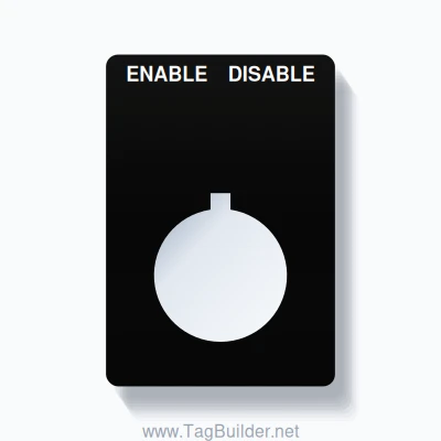 22mm Ring Tag – ENABLE DISABLE, Two-Line Rounded, Allen-Bradley Compatible, White on Black