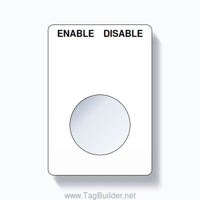 22mm Ring Tag – ENABLE DISABLE, Two-Line Rounded, Black on White