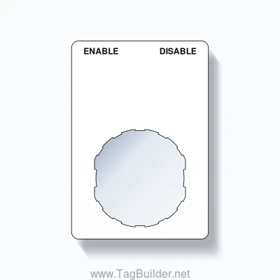 22mm Ring Tag – ENABLE DISABLE, Two-Line Rounded, Schneider Electric Compatible, Black on White