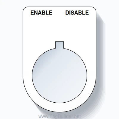 22mm Ring Tag – ENABLE DISABLE, Two-Line Slim, Allen-Bradley Compatible, Black on White