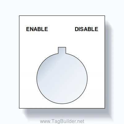 22mm Ring Tag – ENABLE DISABLE, Two-Line Square, Allen-Bradley Compatible, Black on White
