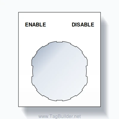 22mm Ring Tag – ENABLE DISABLE, Two-Line Square, Schneider Electric Compatible, Black on White