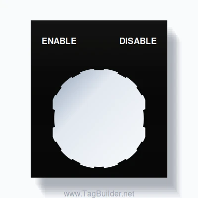 22mm Ring Tag – ENABLE DISABLE, Two-Line Square, Schneider Electric Compatible, White on Black