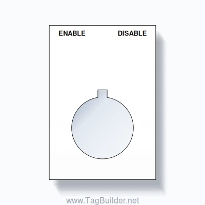22mm Ring Tag – ENABLE DISABLE, Two-Line Squared, Allen-Bradley Compatible, Black on White